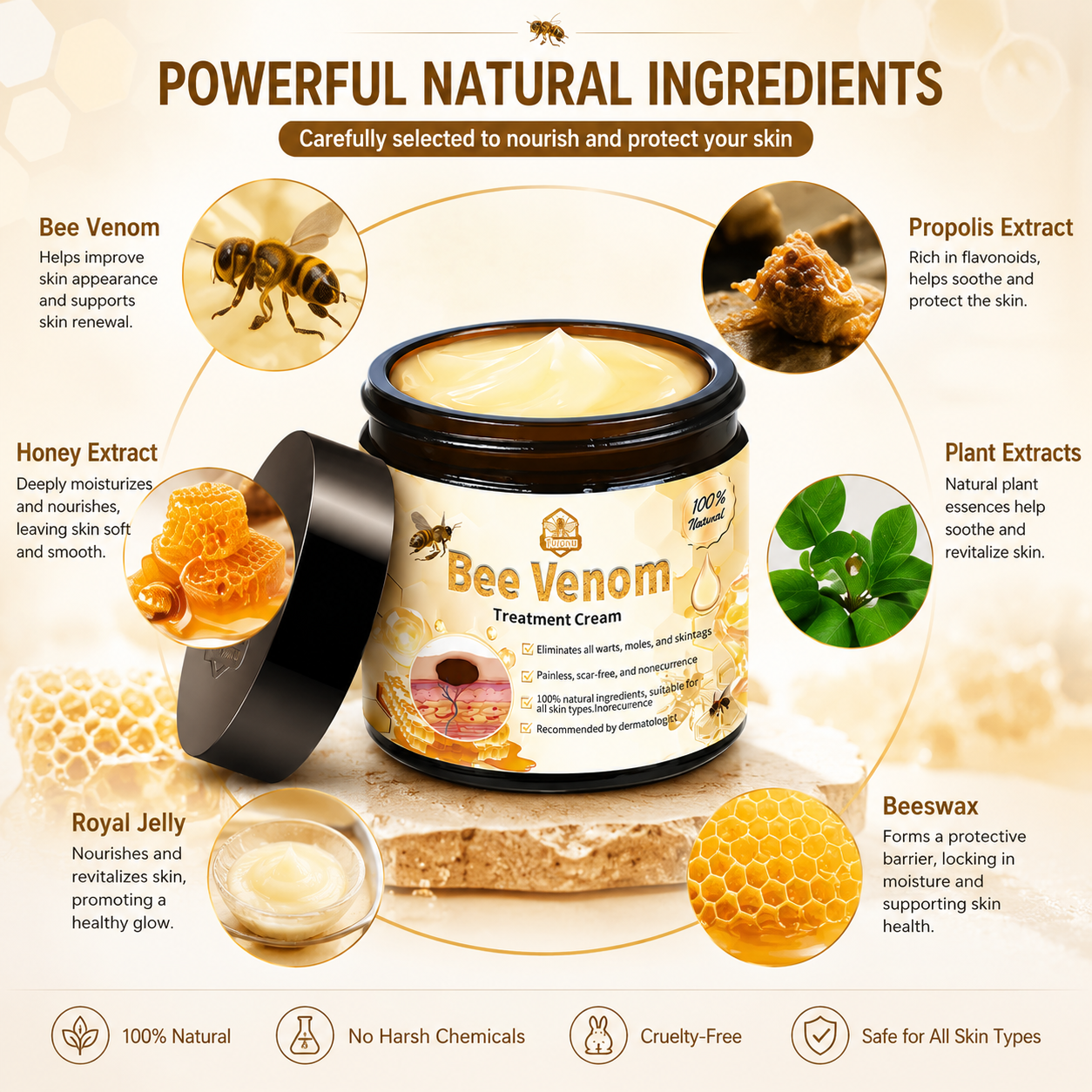 𝑇𝑢𝑟𝑜𝑛𝑢™ Bee Venom Skin Treatment Cream🍎