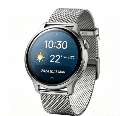 Stainless Steel Mesh Smart Watch | 24H Heart Rate Blood Oxygen Sleep Stress Monitor Sports Wristwatch
