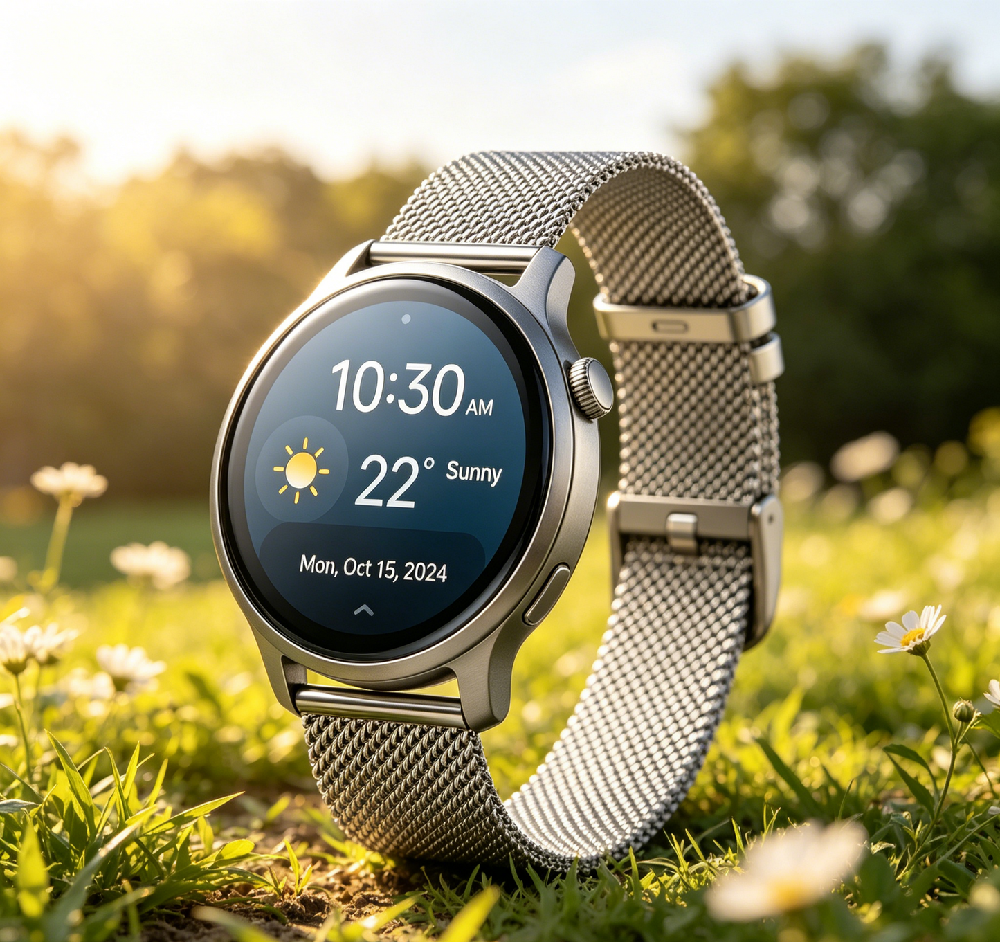 Stainless Steel Mesh Smart Watch | 24H Heart Rate Blood Oxygen Sleep Stress Monitor Sports Wristwatch