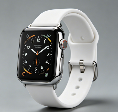 Silver Metal Case Smart Watch White Silicone Band Sports Fitness Smartwatch for Men Women