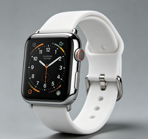 Silver Metal Case Smart Watch White Silicone Band Sports Fitness Smartwatch for Men Women