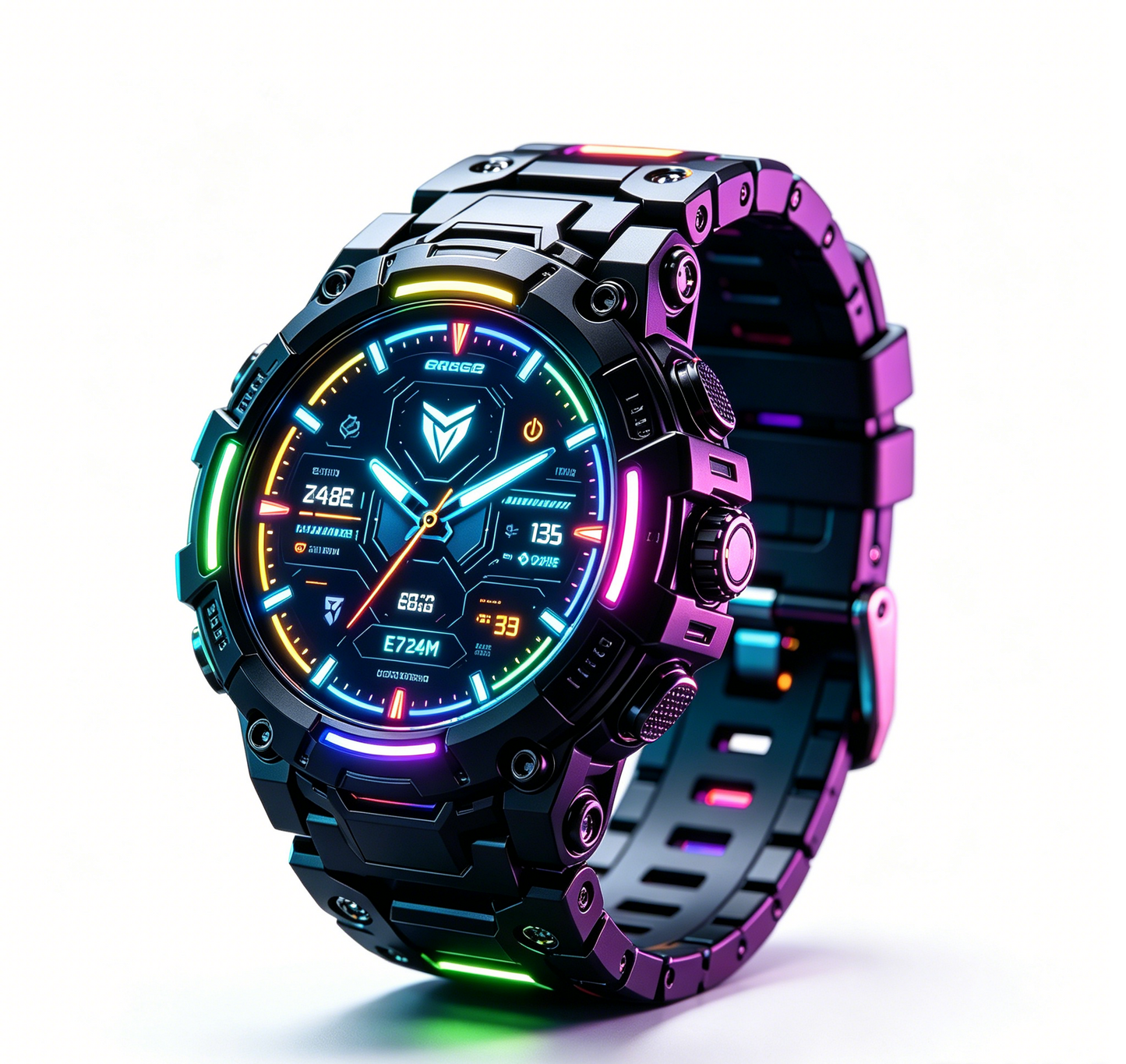 Rugged Military Smart Watch RGB Neon Light Sports Fitness Tracker Waterproof Men’s Digital Wristwatch
