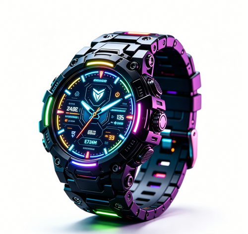 Rugged Military Smart Watch RGB Neon Light Sports Fitness Tracker Waterproof Men’s Digital Wristwatch
